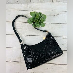 NWOT Black Y2K Croc shoulder bag Faux Patent, leather baguette bag Square Shape